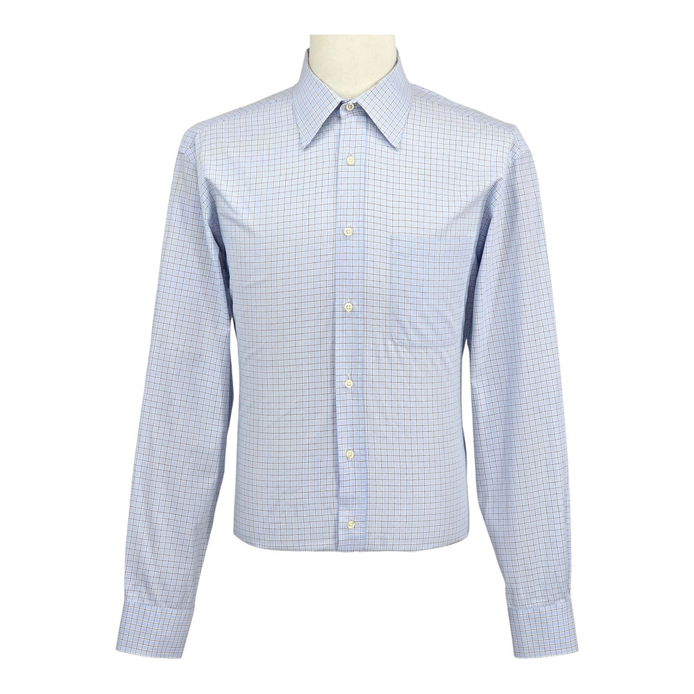 Quiet Luxury Valentino Roma Dress Shirt Men 17.5 Blue Check Italian